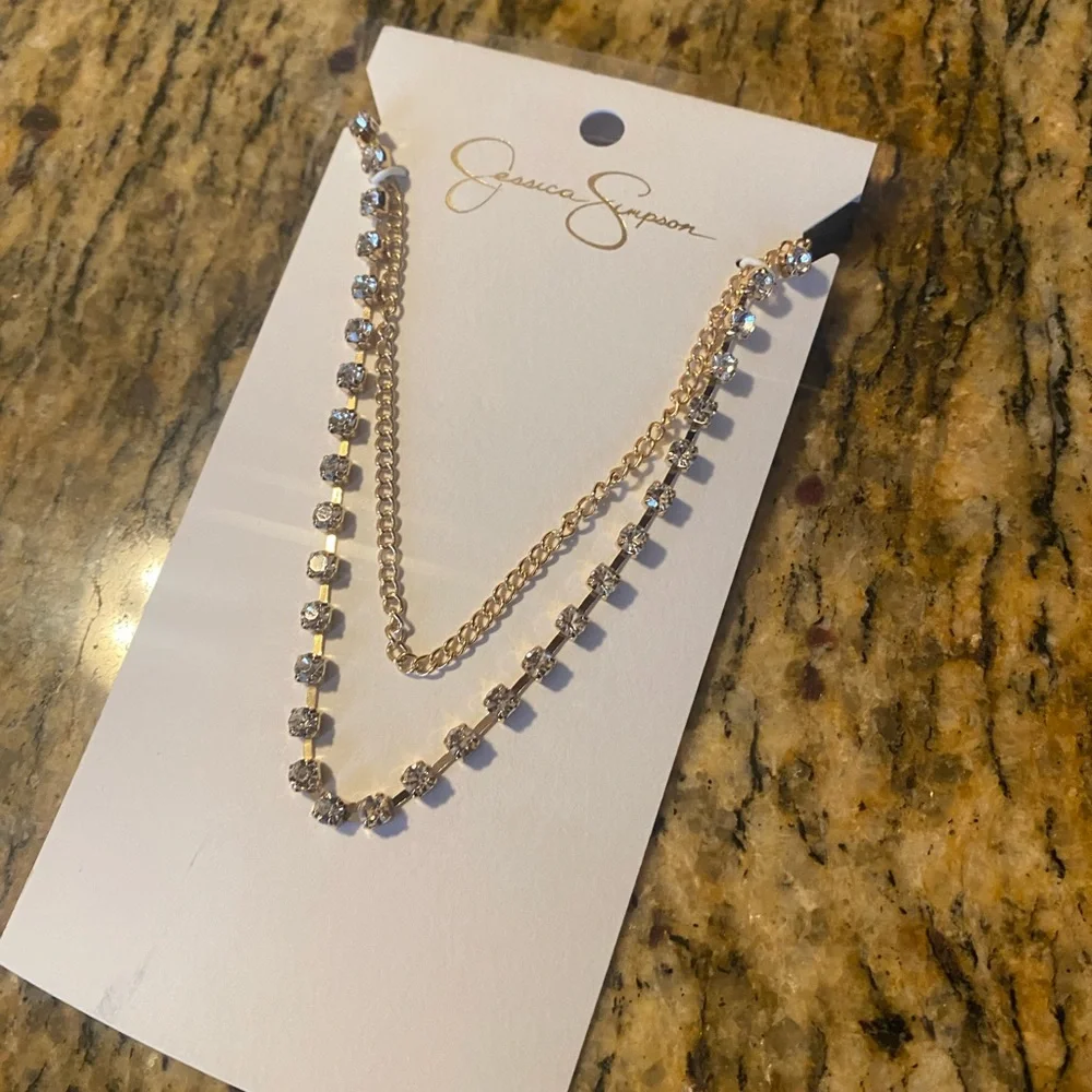 NEW Jessica Simpson gold double necklace